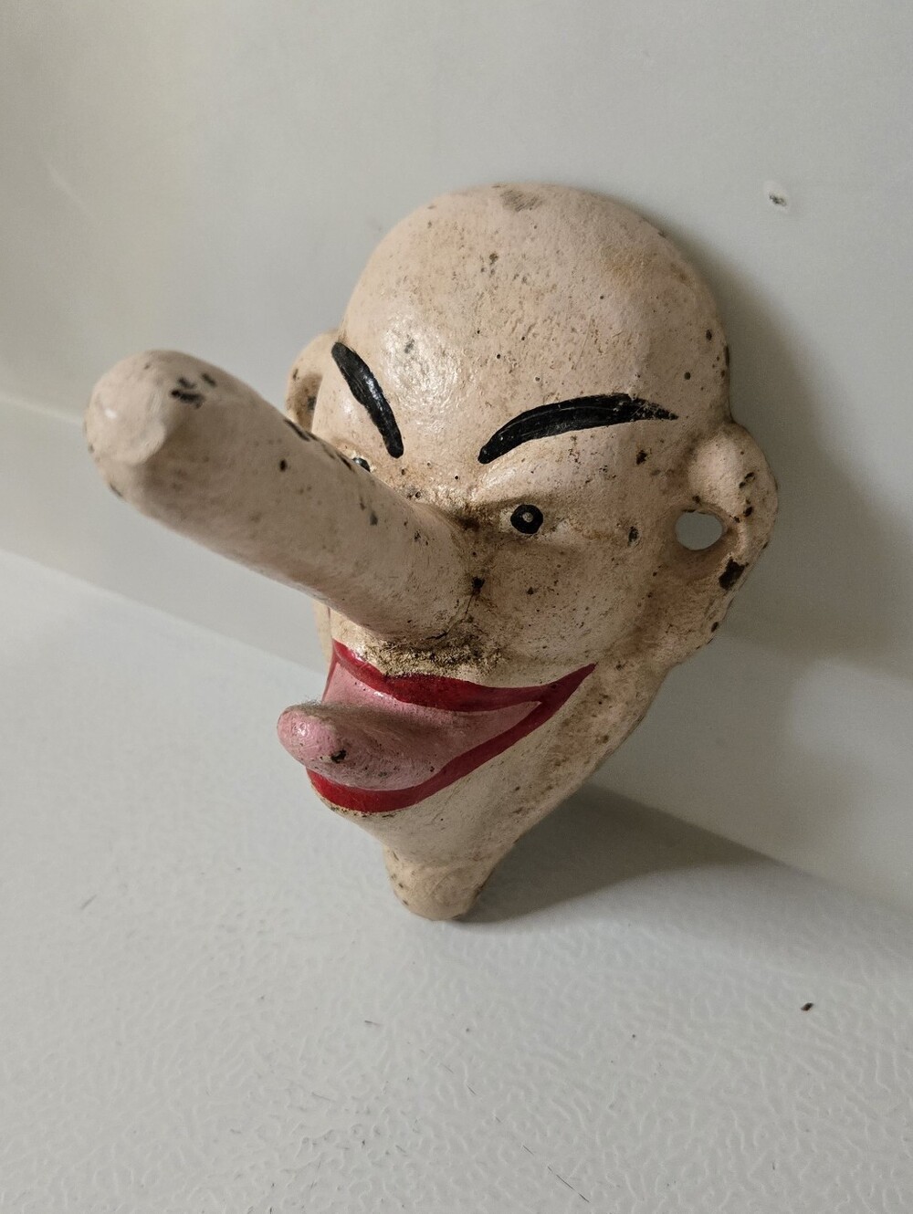 Vintage Pinocchio Liar Liar Big Nose Cast Iron Metal Hook & Bottle Opener
